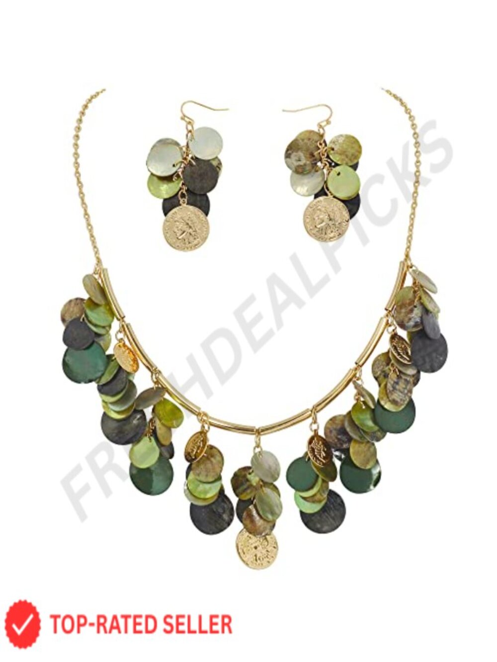 Bohemian Coin Shell Tassel Choker Necklace Handmade Natural Mother of Pearl